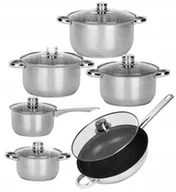 Zestawy garnków i patelni - ZESTAW GARNKÓW KOMPLET 12 el. STALOWYCH GARNEK Rondel Patelnia Indukcja Gaz - miniaturka - grafika 1