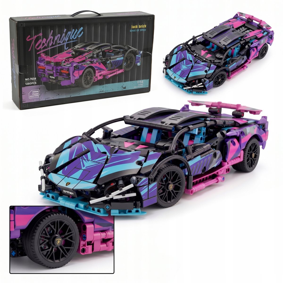 KLOCKI KONSTRUKCYJNE SAMOCHÓD SPORTOWY CYBERPUNK MODEL DO ZŁOŻENIA 1280EL