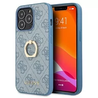 Etui i futerały do telefonów - Guess 4G Ring Case - Etui iPhone 13 Pro niebieski GUHCP13L4GMRBL - miniaturka - grafika 1