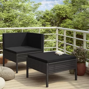 vidaXL 2-cz. zestaw wypoczynkowy do ogrodu, poduszki, czarny rattan PE 310207 - Meble ogrodowe - miniaturka - grafika 1