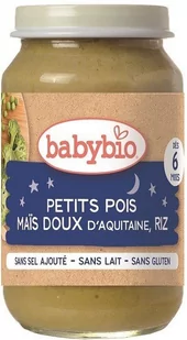 Danie na dobranoc ryż z groszkiem i słodką kukurydzą od 6 miesiąca bezglutenowe BIO 200 g BabyBio - Dania dla dzieci - miniaturka - grafika 1