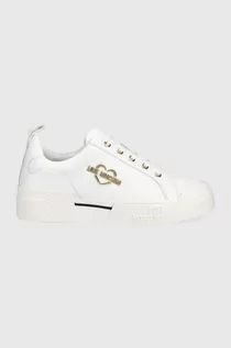 Sneakersy damskie - Love Moschino sneakersy skórzane kolor biały - grafika 1