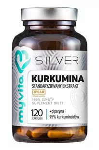 MYVITA SILVER 100% Kurkumina + Piperyna 120kaps. MyVita 21PRJKURP2 - Przeziębienie i grypa - miniaturka - grafika 1