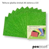 Dekoratorstwo - Tektura Gładka Brokat A4 Zielona A'10 Penword - miniaturka - grafika 1