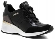 Sneakersy damskie - Sneakersy czarne CARINII B5787-H20-E50 skóra koturn r.39 - miniaturka - grafika 1