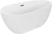 Wanny - Mexen Eos wanna wolnostojąca 150 x 75 cm, biała, przelew gun gray szczotkowany - 52471507500-66 - miniaturka - grafika 1