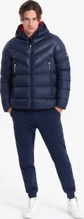 Kurtka męska Ombre Kurtka męska zimowa pikowana z łączonych materiałów - granatowa V2 OM-JAHP-0145 XXL - Kurtki męskie - miniaturka - grafika 1