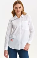 Koszule damskie - Biała koszula damska z nadrukiem SKL3488, Kolor biały-wzór, Rozmiar 34, Top Secret - Primodo.com - miniaturka - grafika 1