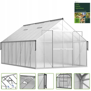 Szklarnia Ogrodowa Poliwęglan Duża Slide-In 489x305cm Srebrna UV - Szklarnie ogrodowe - miniaturka - grafika 1
