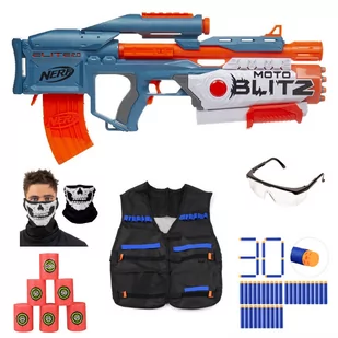 Nerf Elite 2.0 MotoBlitz F5872 + cele + 30 strzałek waffle + kamizelka + okulary + bandana - Zabawki militarne - miniaturka - grafika 1