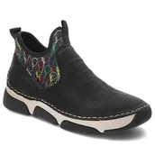 Półbuty damskie - Czarne Półbuty Rieker Wygodne Buty Damskie - miniaturka - grafika 1