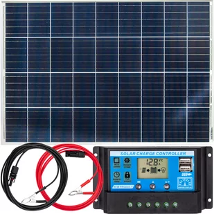 Zestaw solarny fotowoltaiczny 100W 12V (Panel solarny 100W, Regulator napięcia 10A) VOLT POLSKA - Zestawy solarne - miniaturka - grafika 1