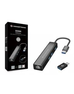 Conceptronics Conceptronic - hub - 3 ports USB hub - 3 - Czarny DONN07BA - Huby USB - miniaturka - grafika 1