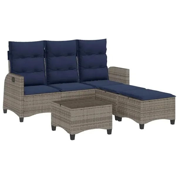 Zestaw ogrodowy narożny szary, rattan PE, wymiary 176 x 193/180 x 83/91 cm