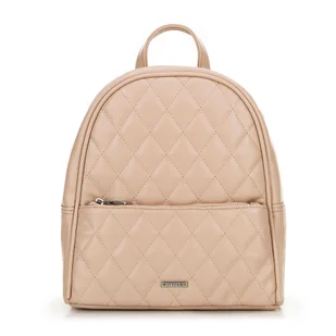 Damski plecak z imitacji skóry w przeszycia beżowy - Torebki damskie Damski plecak z imitacji skóry w przeszycia beżowy - Torebki damskie - miniaturka - grafika 1