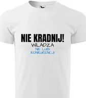Piżamy damskie - Piżama Męska Biała + Szare Spodenki NIE KRADNIJ Wzory Rozmiar L - miniaturka - grafika 1