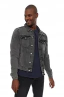 Kurtki męskie - TRENDYOL JEANSOWA KURTKA MĘSKA Z KLAPKAMI W KOLORZE SZARYM 40 5AA - miniaturka - grafika 1