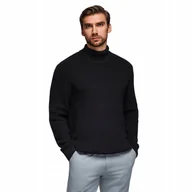 Swetry męskie - Sweter klasyczny męski z golfem z bawełny - czarny V4 OM-SWTN-0162 r. XXL - miniaturka - grafika 1