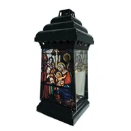 Lampiony i znicze - Znicz szklany kapliczka witraż bożonarodzeniowy 14 x 34,5 cm - miniaturka - grafika 1