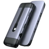 Huby USB - Ugreen Ugreen 9w1 wielofunkcyjny HUB USB Typ C - HDMI / 3x USB 3.2 Gen 1 / czytnik kart SD micro SD / VGA / RJ45 / USB Typ C Power Delivery 100 W 20 V 5 A szary (70409 CM286) 70409 CM286 - miniaturka - grafika 1