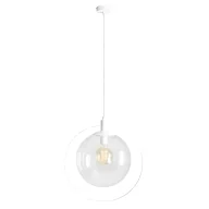 Oprawy, klosze i abażury - – wisząca lampa Aura z przezroczystym kloszem i białą oprawą - miniaturka - grafika 1