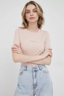 Koszulki i topy damskie - Calvin Klein t-shirt damski kolor beżowy - grafika 1