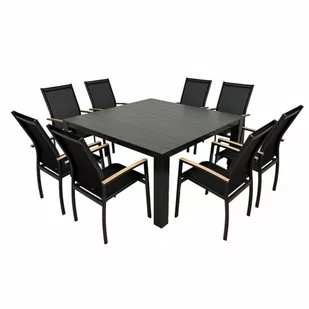 PRATO EXPERT WOOD - aluminiowy zestaw ogrodowy 8+1 - Meble ogrodowe - miniaturka - grafika 1