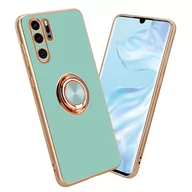 Etui i futerały do telefonów - Pokrowiec Do Huawei P30 PRO Etui w Glossy Turkus - Złoto magnetycznym Obudowa Case Cover Ochronny Cadorabo - miniaturka - grafika 1