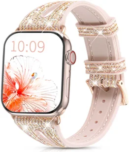 Kingxbar New Chameleon Band pasek Watch 8 / 7 / 6 / 5 / 4 / 3 / 2 / SE (45 / 44 / 42mm) bransoletka kryształowa silikonowa opaska złoty - Akcesoria do smartwatchy - miniaturka - grafika 1