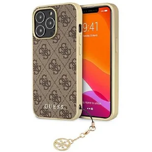 Guess Etui 4G Charms Collection do Apple iPhone 13 Pro Brązowy | GUHCP13LGF4GBR - Etui i futerały do telefonów - miniaturka - grafika 1