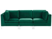 Sofy i kanapy - Beliani Sofa modułowa 3-osobowa welurowa zielona EVJA - miniaturka - grafika 1