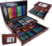 Kredki, ołówki, pastele i pisaki - Zestaw Artystyczny Do Malowania Walizka Drewniana U501 - miniaturka - grafika 1