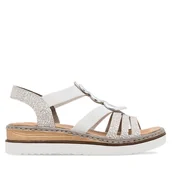 Sandały damskie - Sandały Rieker 679L4-80 Biały - miniaturka - grafika 1