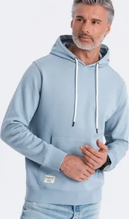 Ombre Bluza męska dresowa kangurka z kapturem - niebieska V7 OM-SSBN-0177 XXL - Bluzy męskie - miniaturka - grafika 1