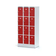 Szafki BHP - Alfa 3 Szafka ubraniowa 12-drzwiowa na cokole, drzwi czerwone, zamek obrotowy 1261901 - miniaturka - grafika 1