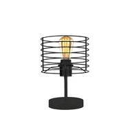 Lampy stojące - Czarna lampka nocna z drucianym kloszem w stylu loftowym LUKKA LOFT - miniaturka - grafika 1