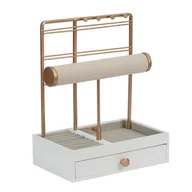 Biżuteria - akcesoria - 2 poziomy Duża pojemność Pierścień i kolczyk Przechowywanie Bransoletka Naszyjnik Stojak na biżuterię Wieszak na biżuterię dla Je White - miniaturka - grafika 1