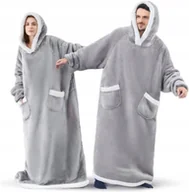 Bluzy damskie - BLUZA KOC KOCOBLUZA CIEPŁA DLA DOROSŁYCH DŁUGA KOCYK SZARA DŁUGA MIĘKKA - Empik - miniaturka - grafika 1