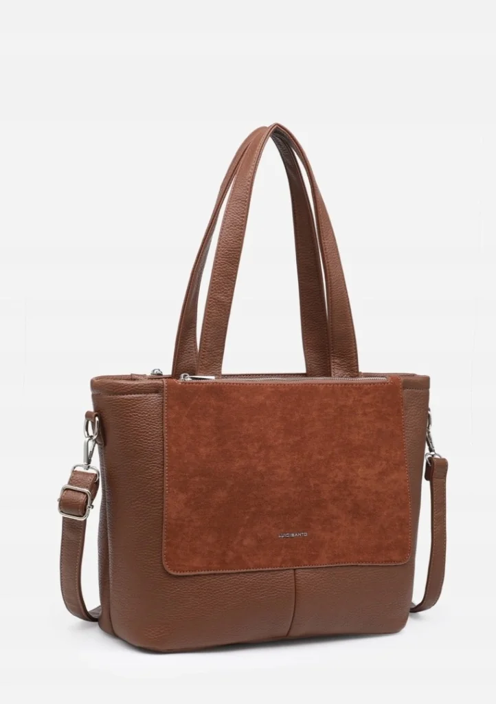 Luigisanto Torebka Damska A4 Brązowa Elegancka Ekoskóra Shopper Duża