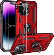 Etui i futerały do telefonów - zestaw ochronny 2 w 1 dla Apple iPhone 8 składa się z 2x szklanej osłony ekranu 9H i 1x silikonowego etui w kolorze czerwonym - miniaturka - grafika 1