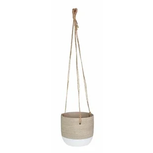 Osłonka wisząca LINAS 14 x 14 x 12,5 cm beżowo-biały - Donice - miniaturka - grafika 1