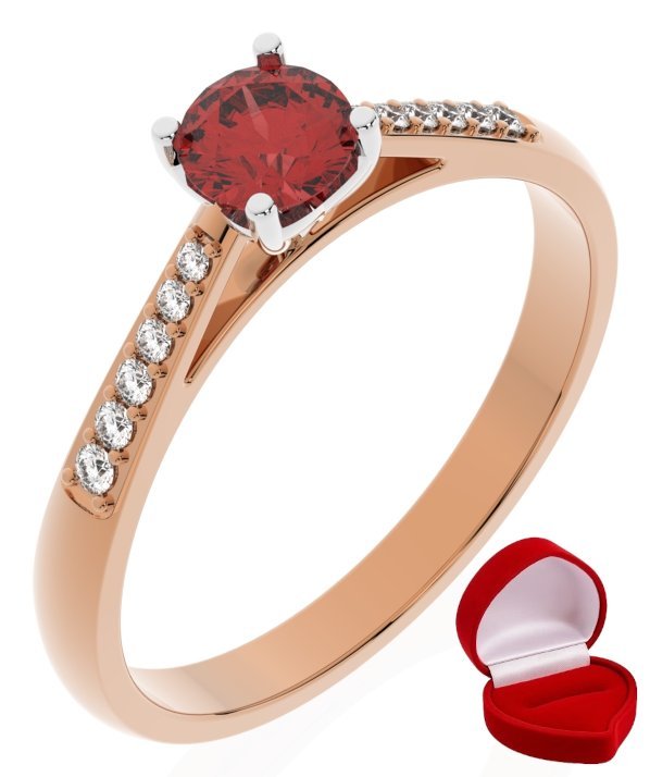 ZŁOTY PIERŚCIONEK ZARĘCZYNOWY 585 14k RUBIN 0,30 ct RÓŻOWE ZŁOTO R9