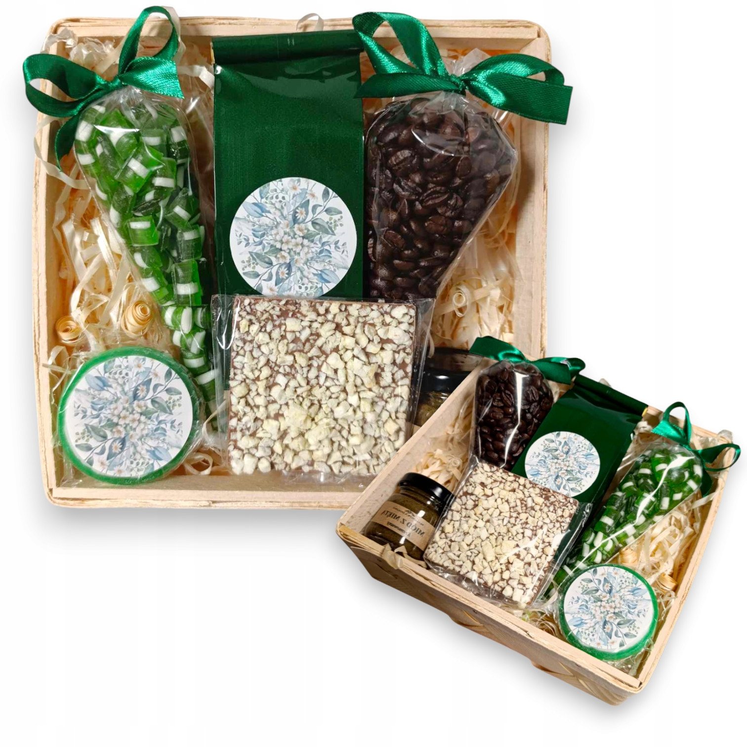 Kosz Prezentowy Kawa Herbata Miód Słodycze Dzień Babci Dziadka Urodziny