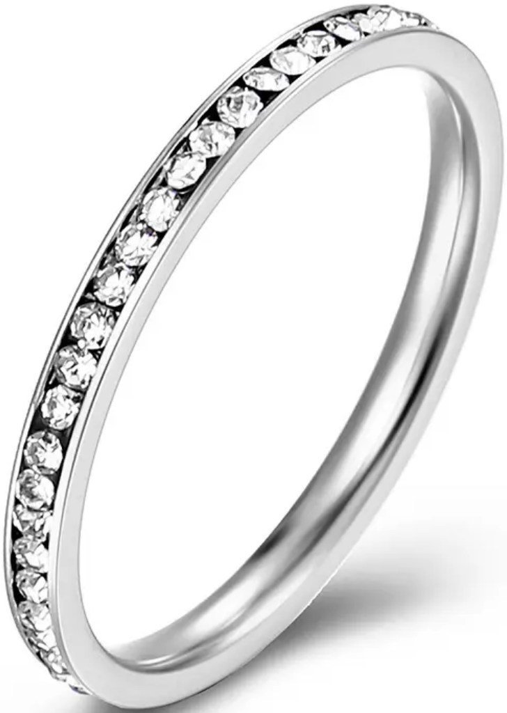 Delikatny Srebrny Pierścionek z Cyrkoniami Obrączka Stal Szlachetna