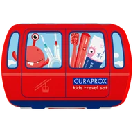 Szczoteczki do zębów dla dzieci - Curaprox Kids, zestaw podróżny, czerwony - miniaturka - grafika 1