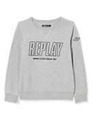 Bluzy dla chłopców - Replay Bluza chłopięca z logo, mieszanka bawełny, szara (Grey Melange M02), 8 lat, M02 Grey Melange, 8 Lat - miniaturka - grafika 1