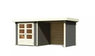 Altany ogrodowe - KARIBU dom drewniany ASKOLA 2 + nadstawka 240 cm łącznie ze ścianami tylnymi i bocznymi (82906) terragrau - miniaturka - grafika 1