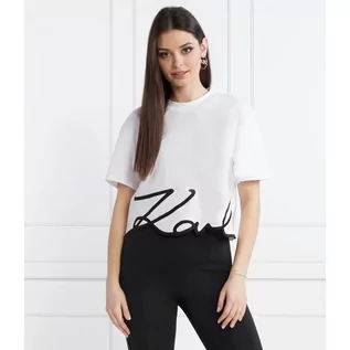 Koszulki i topy damskie - Karl Lagerfeld T-shirt karl logo hem | Cropped Fit - grafika 1