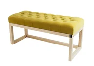 Ławki do przedpokoju - Ławka na buty LPP-2, 200 cm EMRAWOOD drewno lite, kolor naturalny siedzisko pikowane, kolor żółty - miniaturka - grafika 1