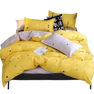 Pościel - Gwiazdki/żółta/szara -200x200- 3 cz. - Pościel - miniaturka - grafika 1